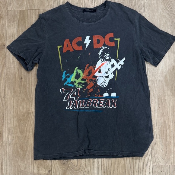 Junk Food Clothing Tops - AC/DC Vintage Black '74 Jailbreak Tee